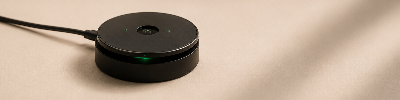 The Vena sensor on its magnetic charging cradle